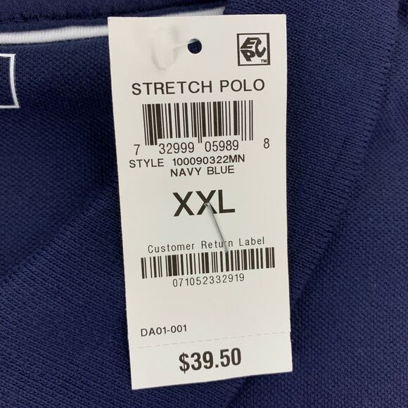 Club Room Mens Slim Fit Performance Stretch Polo Shirt Navy Blue 2XL - Picture 4 of 5